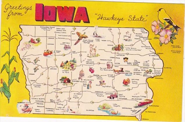 Greetings From Iowa With Map