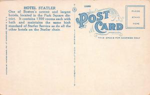 Hotel Statler, Boston, Massachusetts, Early Postcard, Unused