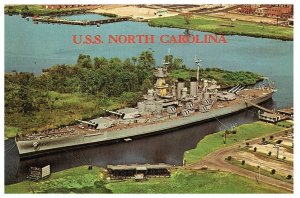 Aerial View USS North Carolina Cape River Moored Postcard