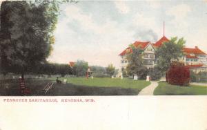 Kenosha Wisconsin~Pennoyer Sanitarium~People in Yard~Chairs Under Trees~c1905 PC