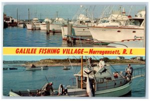 Narragansett Rhode Island RI Postcard Galilee Fishing Village c1960 Tuna Fleet