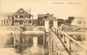 Postcard; Middle Beach, Westbrook CT View of Waterfront Houses from Pier