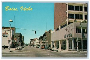 c1940's View Of Idaho Street Boise Idaho ID, Bank Of Idaho Car Antique Postcard