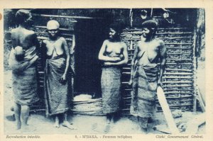 PC CPA ETHNIC NUDE FEMALE M'BAKA TYPE, CONGO Vintage Postcard (b5337)