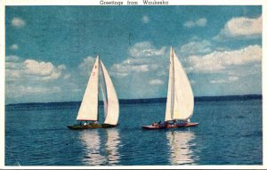 Wisconsin Greetings From Waukesha Sailing Scene 1944