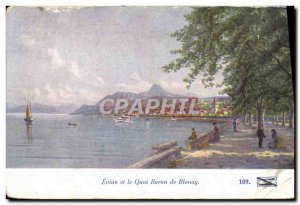 Old Postcard Evian and Quai Baron de Blonay