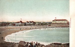 Vintage Postcard Beach Bathing Crowd Cresent York Beach Maine Hugh C. Leighton