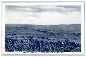 1943 Aerial View Braddock Heights Maryland Harper Ferry West Virginia Postcard