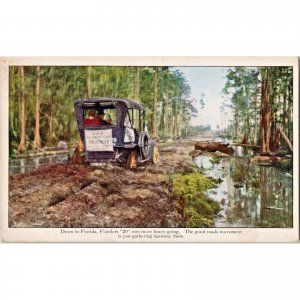 1911 FLANDERS 20 GLIDDEN PATHFINDER - Original Antique Postcard - Florida Swamp