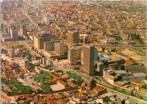 VINTAGE CONTINENTAL SIZE POSTCARD AERIAL VIEW OF BOGOTA COLOMBIA MAILED 1972