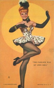 1940s Mutoscope Sexy Girl dancer artist photoPostcard 22-5838