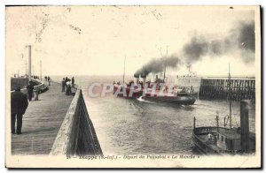 Old Postcard Boat Ship Dieppe Departure of the Ship Channel