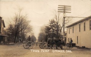 F67/ Spencer Medina Co Ohio RPPC Postcard c1910 Fire Department Pump