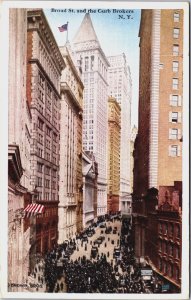 Broad Street And The Curb Brokers New York City Vintage Postcard C212