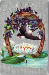 Peaceful Easter Water Lily Magnet Violets Flowers Postcard