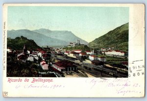 Tessin Switzerland Postcard Memory from Bellinzona 1900 Posted Antique
