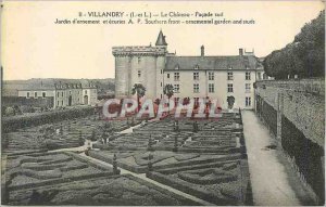 Old Postcard Villandry (I and L) The Chateau Facade South Ornamental Garden S...