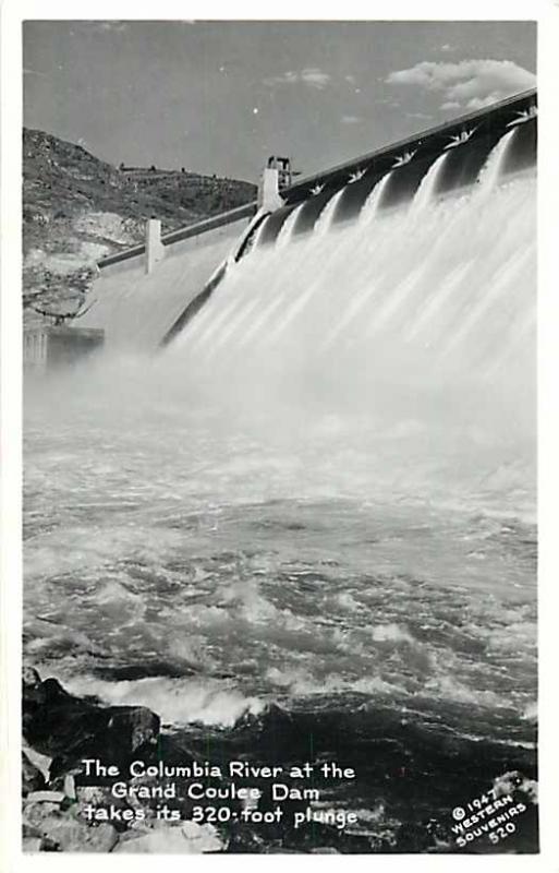 Spillway at Grand coulee Dam Columbia river Washington WA Real Photo