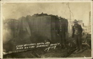 Norphlet AR Police Chief Williams & Jail 1925 Fire Real Photo Postcard xst