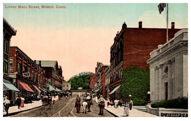 Connecticut  Bristol  Lower Main street, Horses