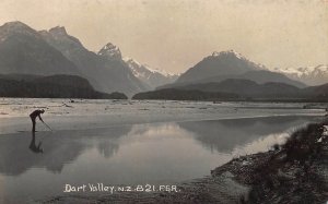 View of Dart Valley New Zealand Early Real Photo Postcard Unused