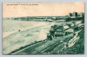 1918 Mar del Plata Argentina Playa de los Ingleses Postcard Beach View