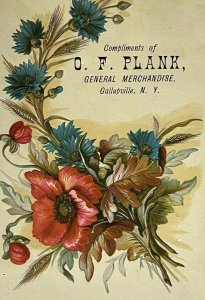 c.1880s O.F. Plank General Merchandise Gallupville New York Lovely Flowers