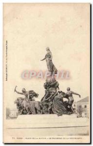 Old Postcard Paris Place de la Nation Triumph of the Republic