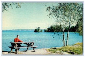Sturgeon Falls Ontario Canada Postcard Tranquil Lake Red Rock Motel c1950's