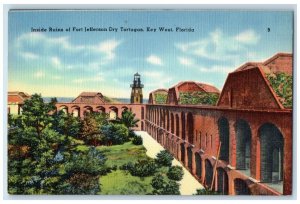 Inside Ruins Of Fort Jefferson Dry tortugas Key West Florida FL Vintage Postcard