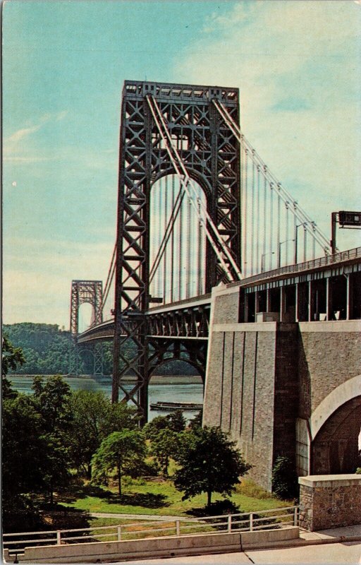 George Washington Bridge Hudson River Between New Jersey New York City Postcard 