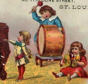 1880's-90's P. G. Anton Pianos & organs Adorable Children Drums Cymbals P201