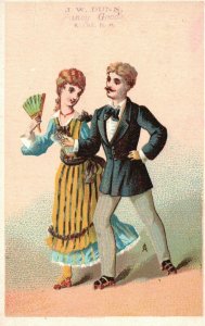 1880s-90s Victorian Woman & Man J.W. Dunn Many Goods New Hampshire Trade Card