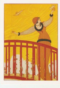 Lady and birds. La Passerelle by Charles Martin French repro advertising Post
