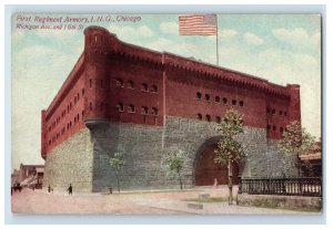 C. 1907-10 First Regiment Armory Michigan Ave, Chicago. Postcard P217