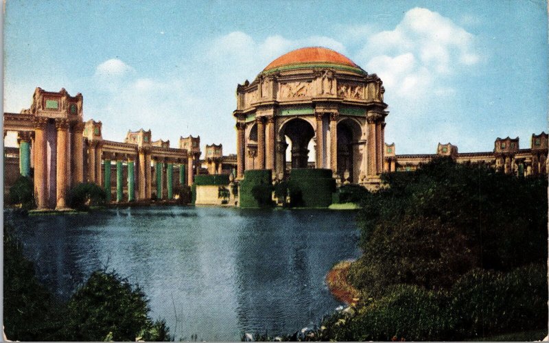 VINTAGE POSTCARD PANAMA-PACIFIC INTERNAT'L EXPO 1915 POND SCENE PALACE FINE ARTS