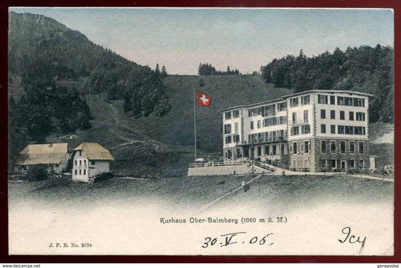 dc537 - SWITZERLAND Balmberg 1905 Kurhaus Advertising. Flag