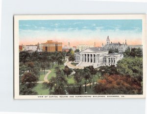 Postcard View Of Capitol Square And Surrounding Building Richmond Virginia USA