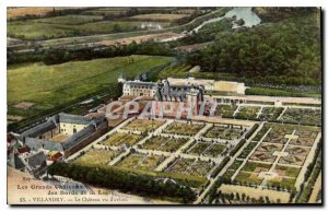 Old Postcard The Great Castles of Loire Villandry Banks of the Chateau from t...