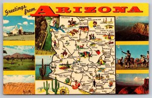 Greetings From Arizona Map Multi Views AZ Postcard L12