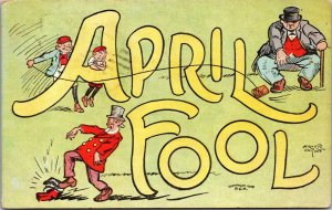 VINTAGE POSTCARD - APRIL FOOL PC, ARTIST AUGUST HUTAF IMAGE 1907-14 - POSTED