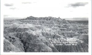 1940s Badlands Nat'l Monument South Dakota Canedy's Camera Shop RPPC Postcard