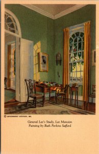 General Lee's Study Mansion Painting Ruth Perkins Safford Arlington VA Postcard