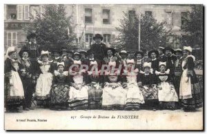 Old Postcard Britons Group Folklore Costume Cap Finistere