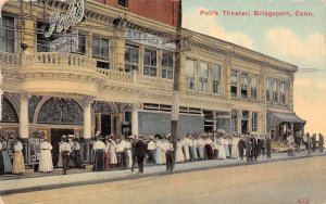 Bridgeport Connecticut Poli's Theatre Exterior with Crowd pictured Postcard U919
