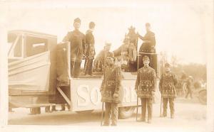 E23/ Canada Postcard Real Photo RPPC Parade Float Renaissance Truck Men Costume