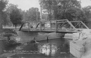 J59/ Charlotte Michigan RPPC Postcard c1910 Bridge Below Water Works 241