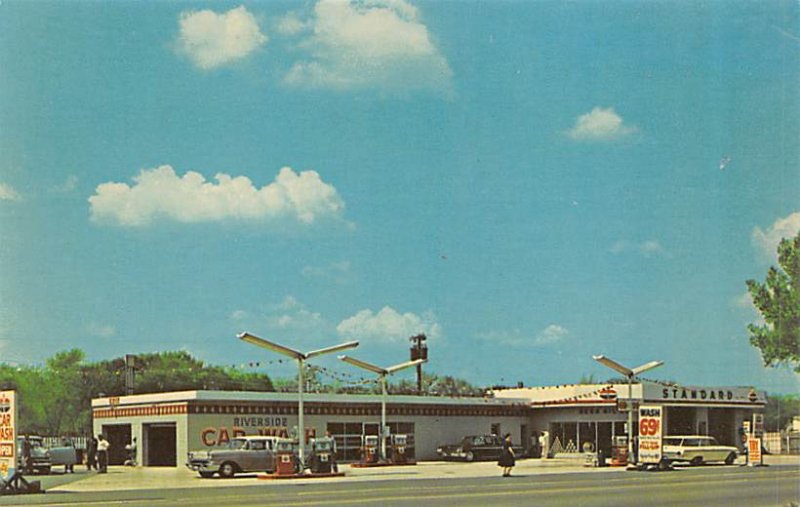 Gas Station Post Card Riverside Car Wash Lyons. IL USA Unused