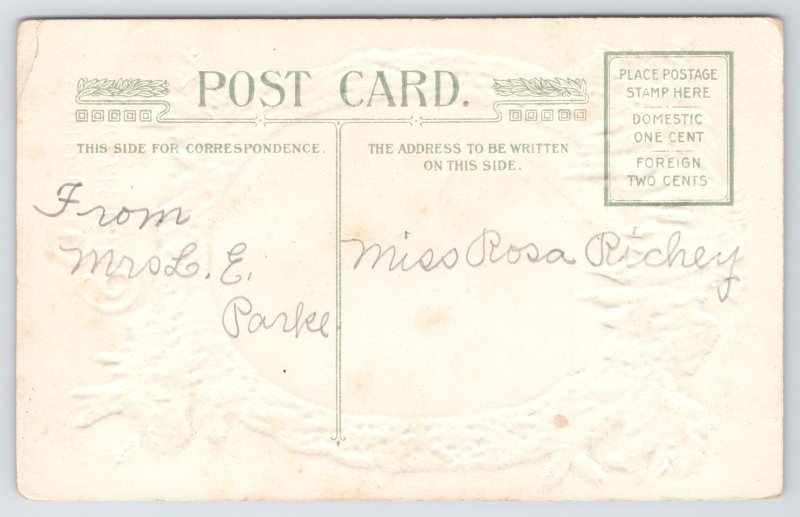 John Winsch~c1910~Christmas Greetings~Winter Scene~Pine Needle Branches~Snow~PC