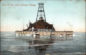 CHICAGO IL Lake Michigan 12th Street Crib c1910 Postcard